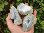 Polished One Side Blue Lace Agate Geodes x 24 From Nsanje, Malawi