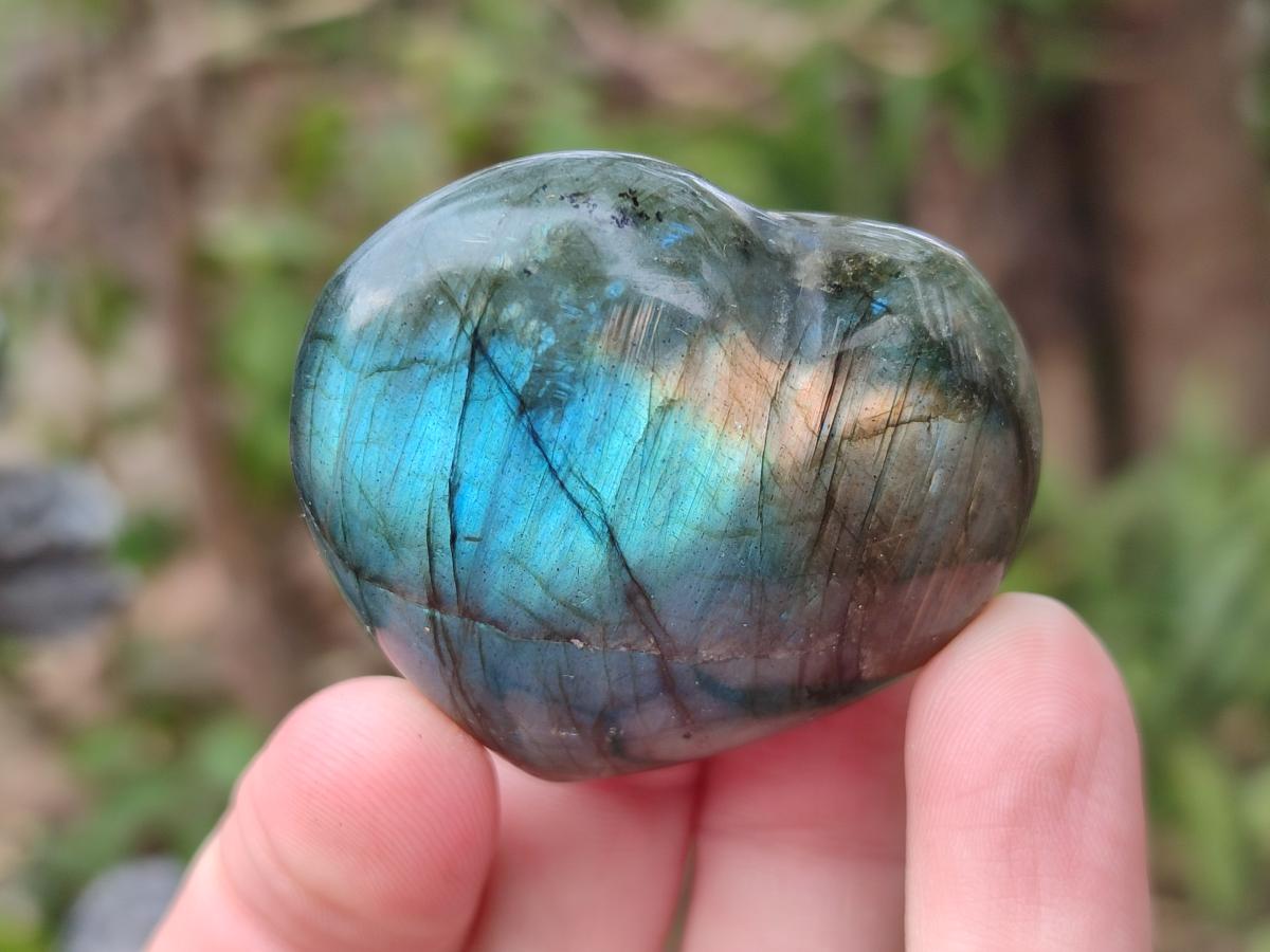 Polished Small Labradorite Hearts x 18 From Madagascar