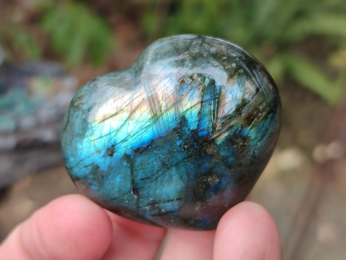 Polished Small Labradorite Hearts x 18 From Madagascar