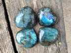 Polished Small Labradorite Hearts x 18 From Madagascar