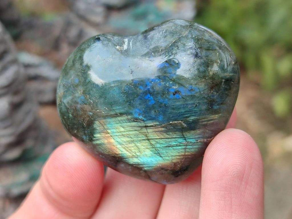 Polished Small Labradorite Hearts x 18 From Madagascar