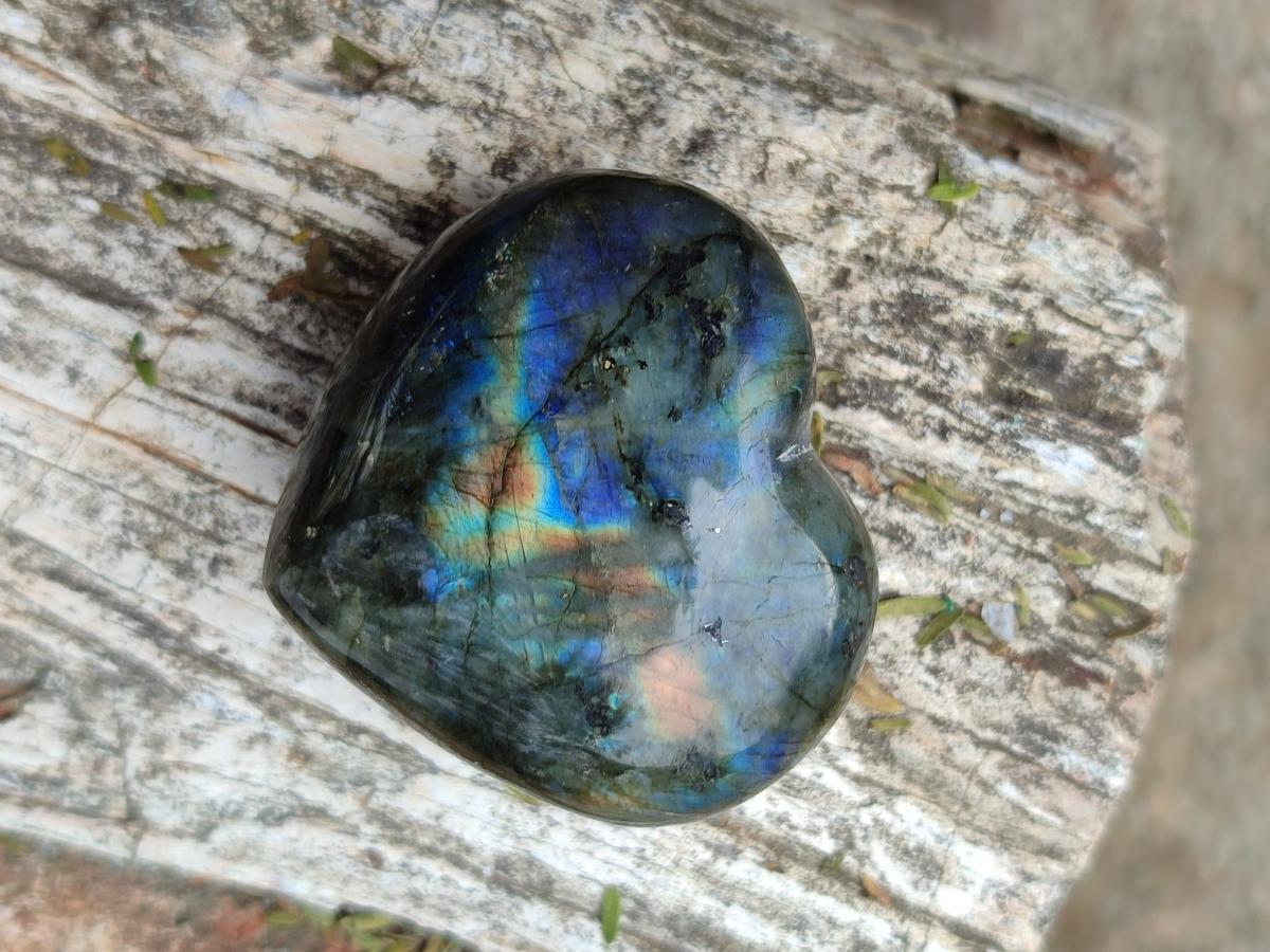 Polished Small Labradorite Hearts x 18 From Madagascar