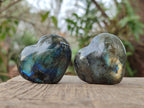 Polished Small Labradorite Hearts x 18 From Madagascar