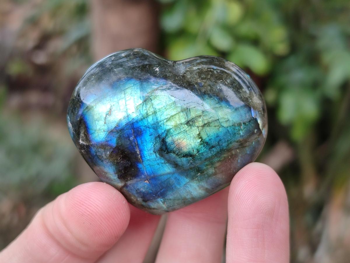 Polished Small Labradorite Hearts x 18 From Madagascar
