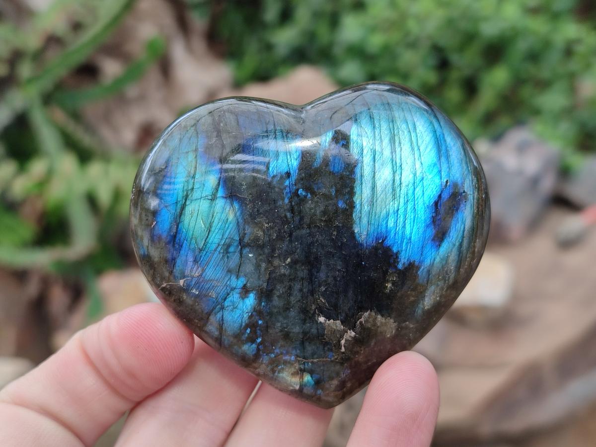 Polished Small Labradorite Hearts x 18 From Madagascar