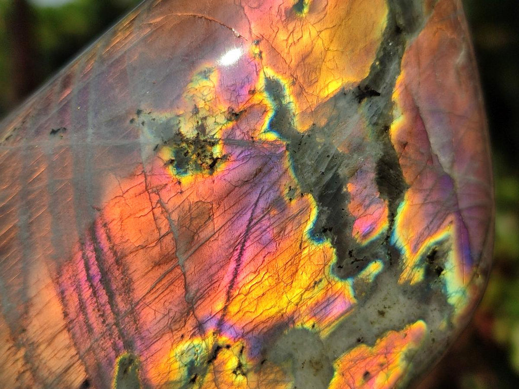 Polished Sunset Labradorite Standing Display Pieces x 3 From Madagascar