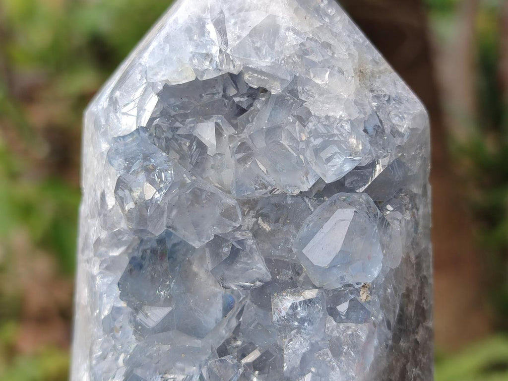 Polished and Natural Blue Celestite Display Crystals x 3 From Sakoany, Madagascar