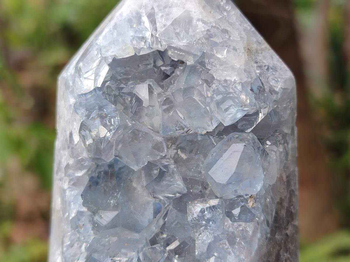 Polished and Natural Blue Celestite Display Crystals x 3 From Sakoany, Madagascar