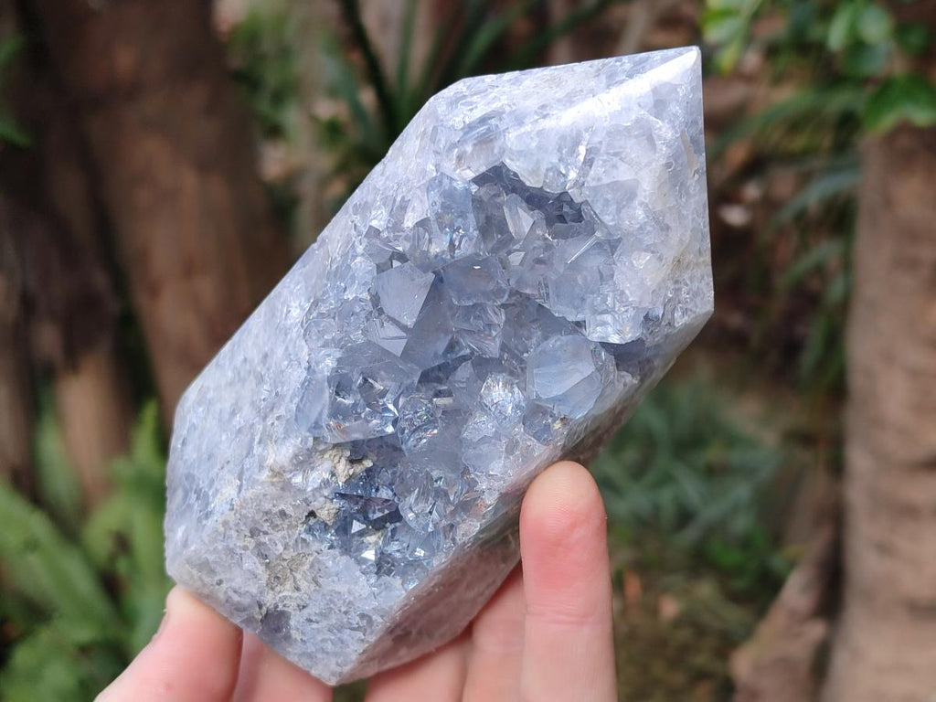 Polished and Natural Blue Celestite Display Crystals x 3 From Sakoany, Madagascar