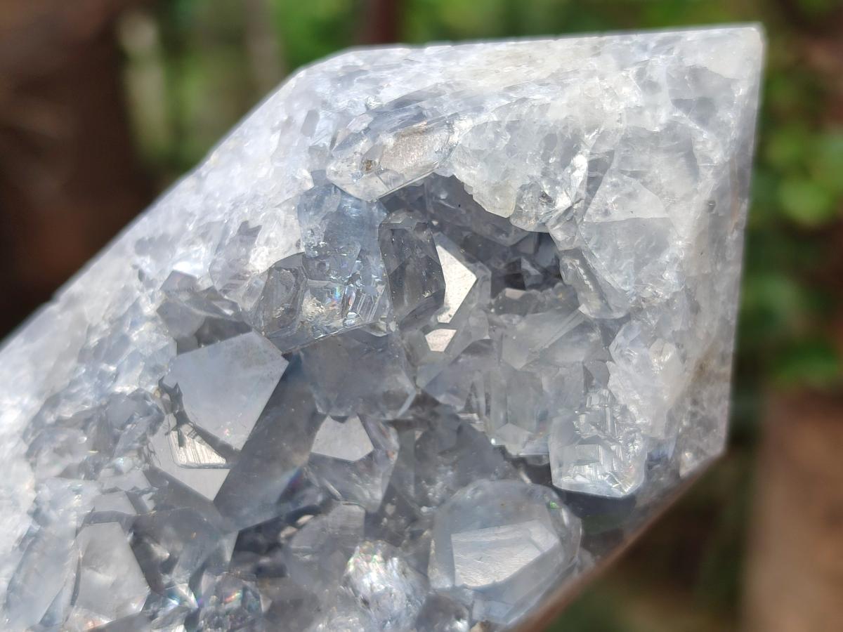 Polished and Natural Blue Celestite Display Crystals x 3 From Sakoany, Madagascar
