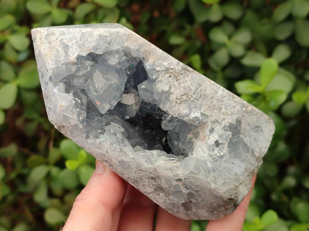 Polished and Natural Blue Celestite Display Crystals x 3 From Sakoany, Madagascar