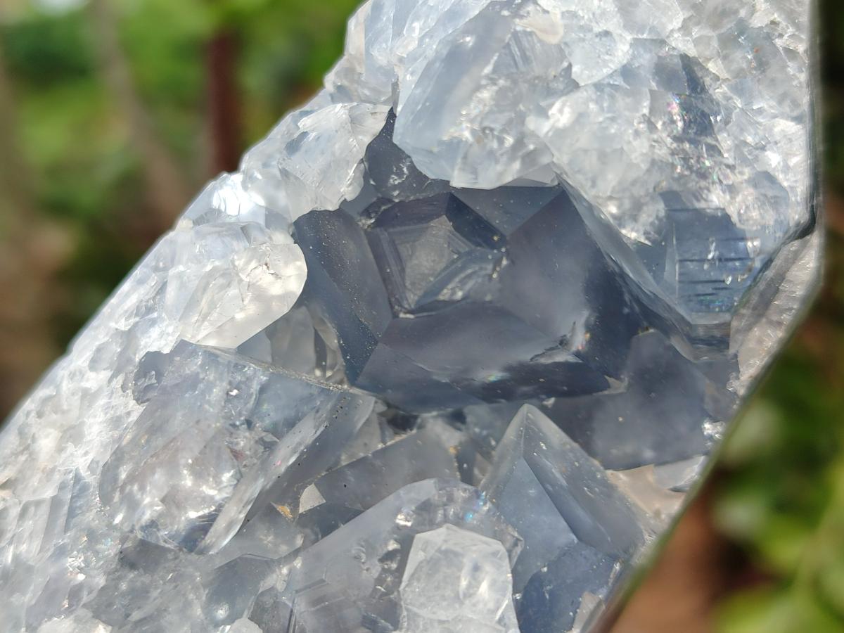 Polished and Natural Blue Celestite Display Crystals x 3 From Sakoany, Madagascar