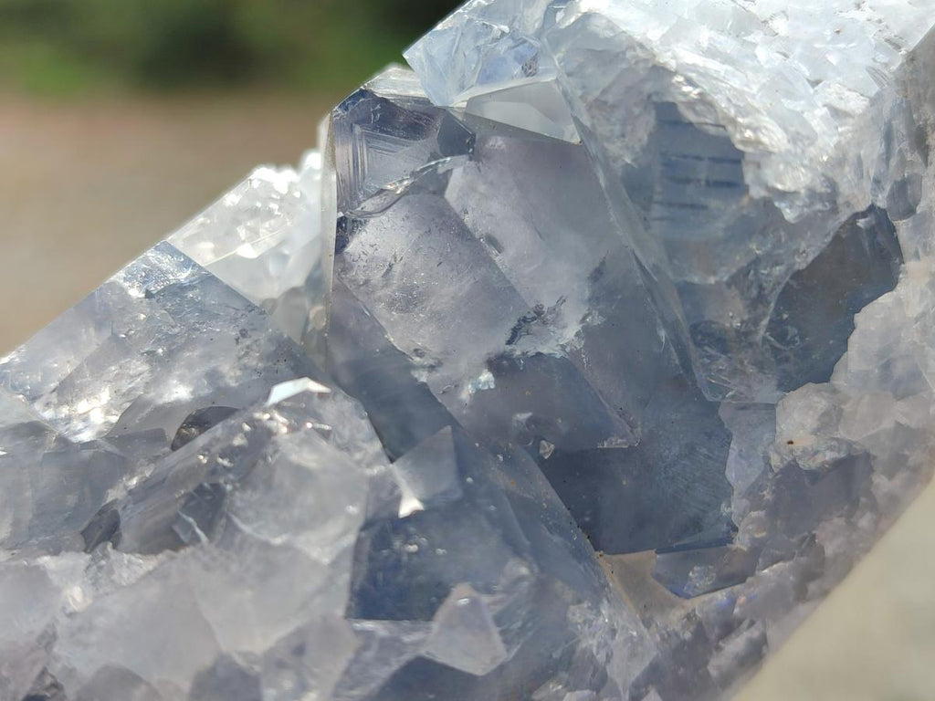 Polished and Natural Blue Celestite Display Crystals x 3 From Sakoany, Madagascar