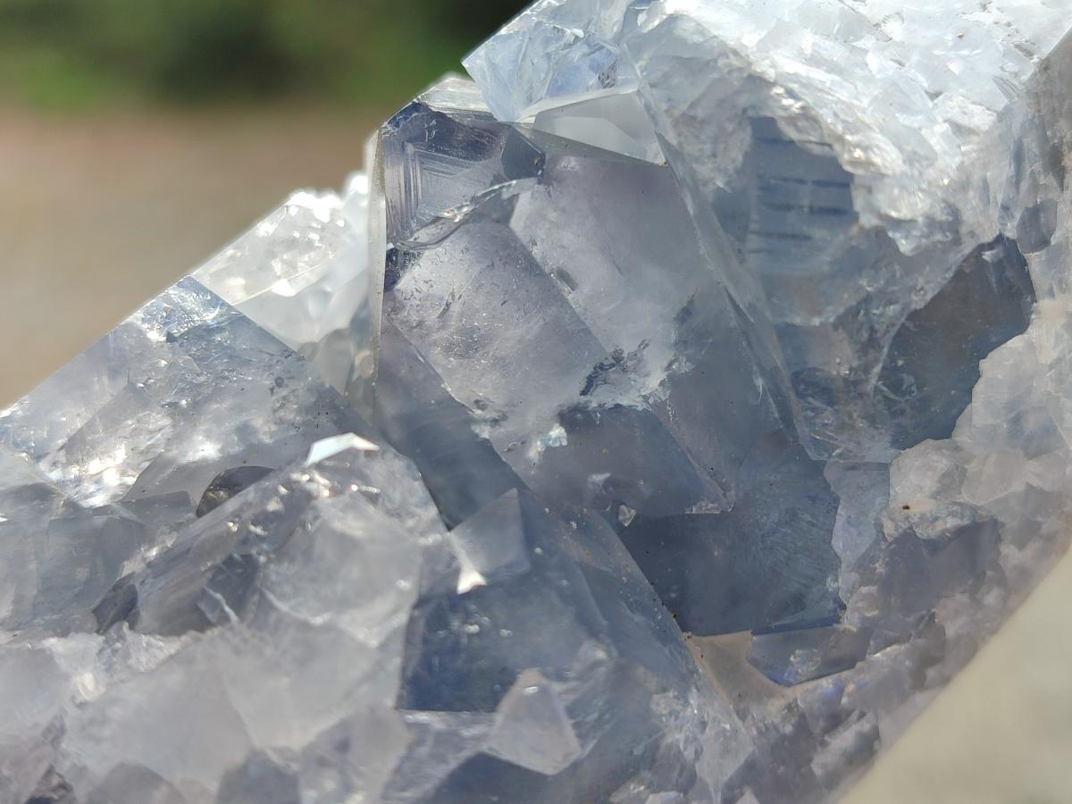 Polished and Natural Blue Celestite Display Crystals x 3 From Sakoany, Madagascar