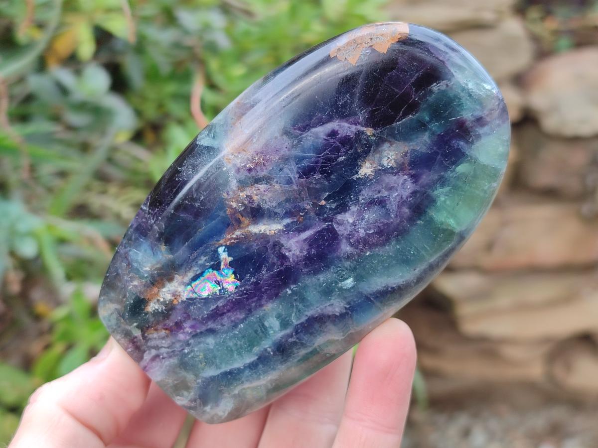 Polished Watermelon Fluorite Standing Display Pieces x 3 From Uis, Namibia