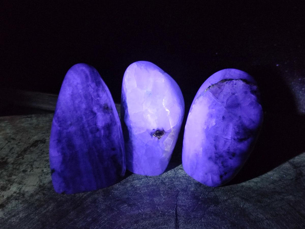 Polished Watermelon Fluorite Standing Display Pieces x 3 From Uis, Namibia