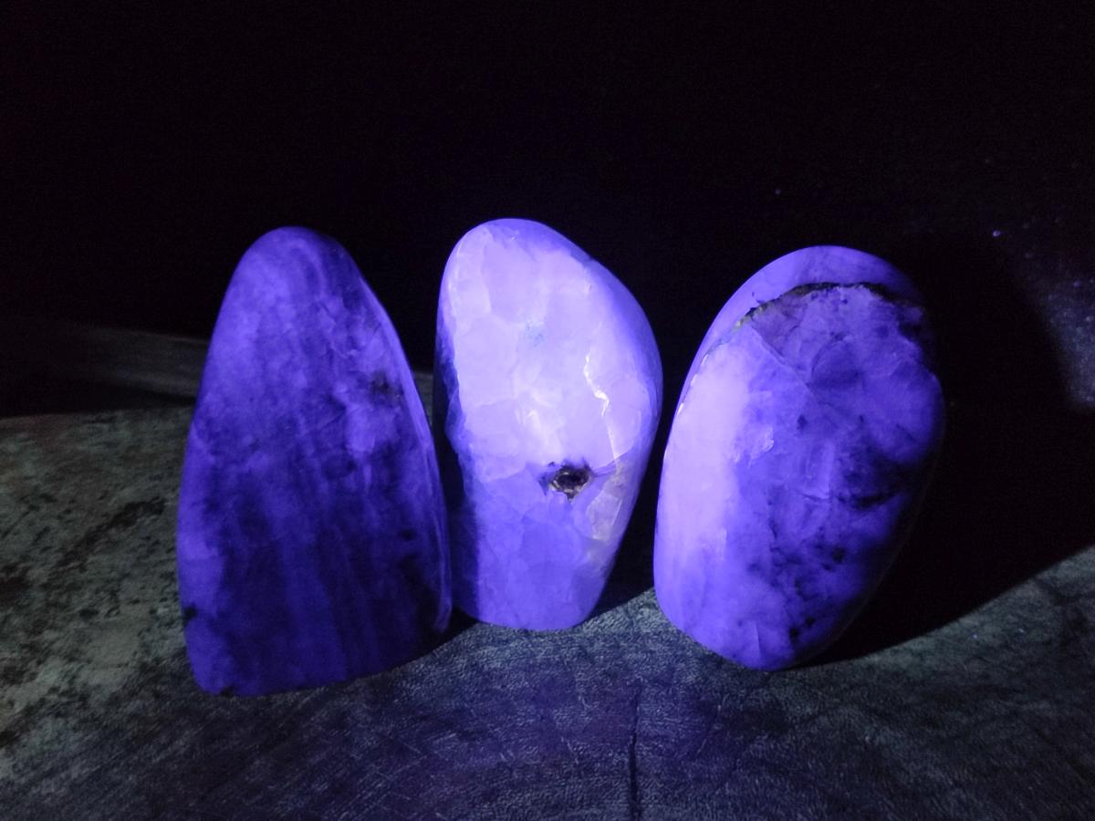 Polished Watermelon Fluorite Standing Display Pieces x 3 From Uis, Namibia