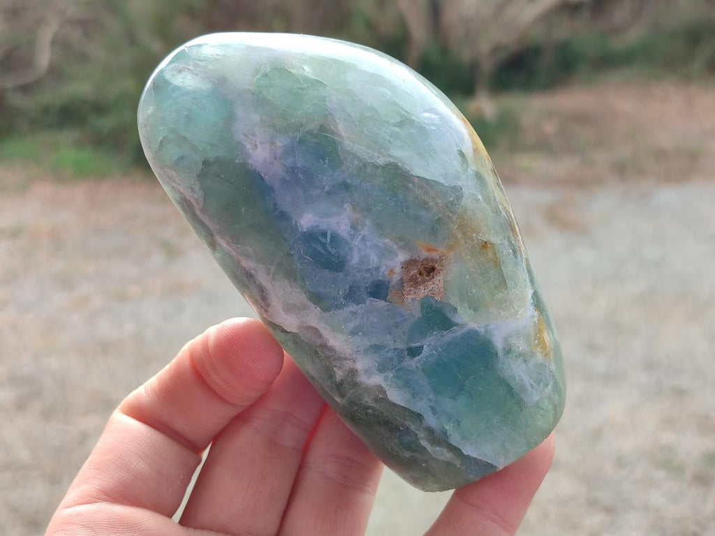 Polished Watermelon Fluorite Standing Display Pieces x 3 From Uis, Namibia