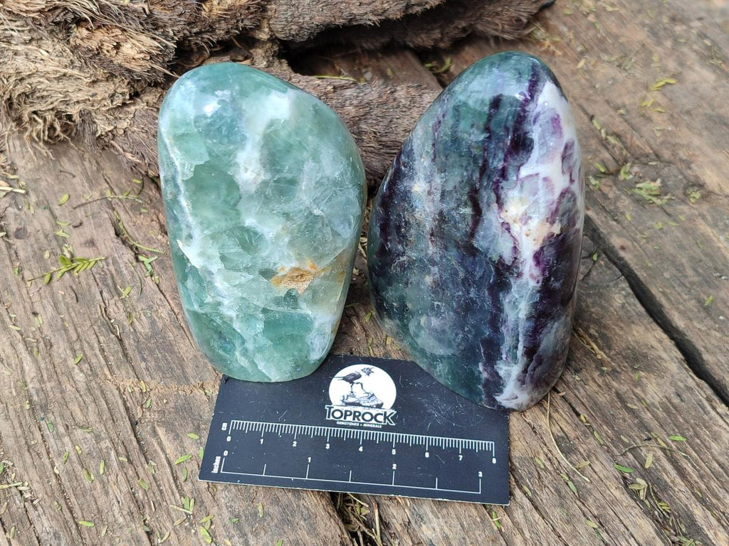 Polished Watermelon Fluorite Standing Display Pieces x 3 From Uis, Namibia