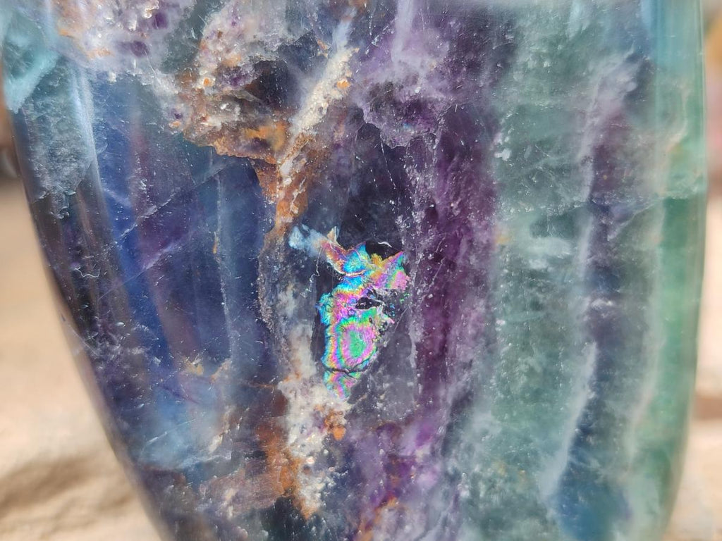 Polished Watermelon Fluorite Standing Display Pieces x 3 From Uis, Namibia