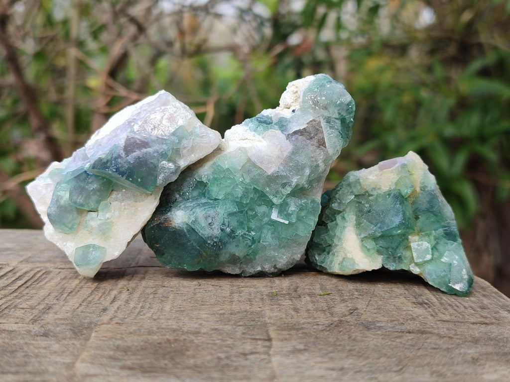 Natural Green Cubic Fluorite Specimens x 15 From Mandrosonoro, Madagascar