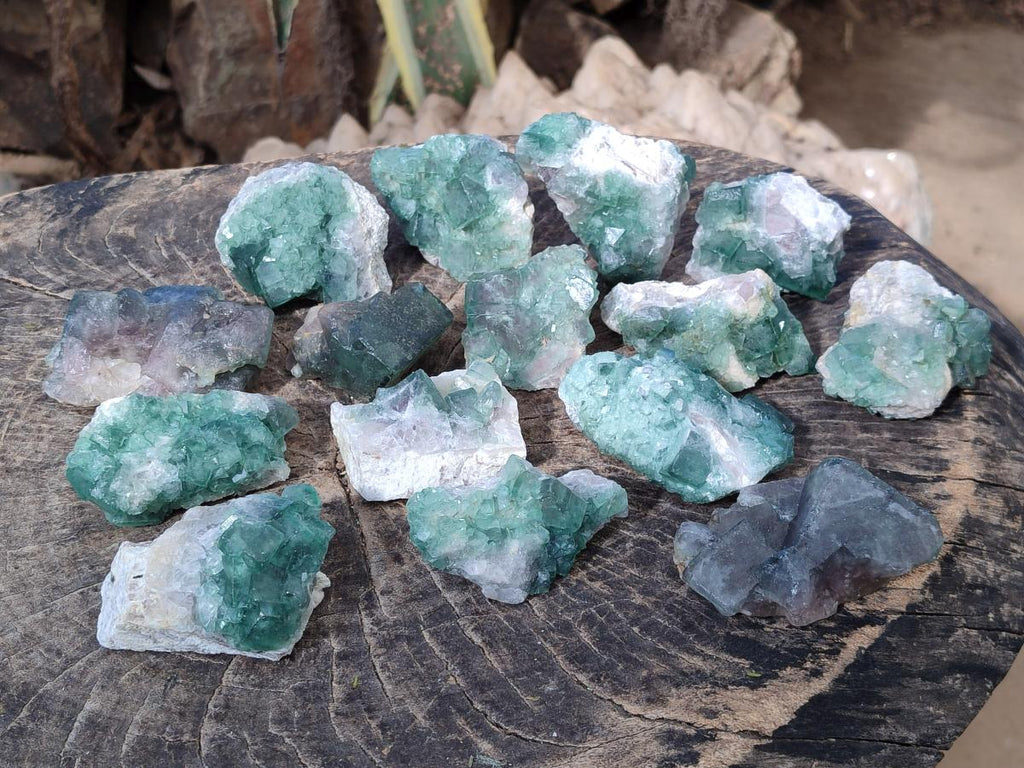 Natural Green Cubic Fluorite Specimens x 15 From Mandrosonoro, Madagascar