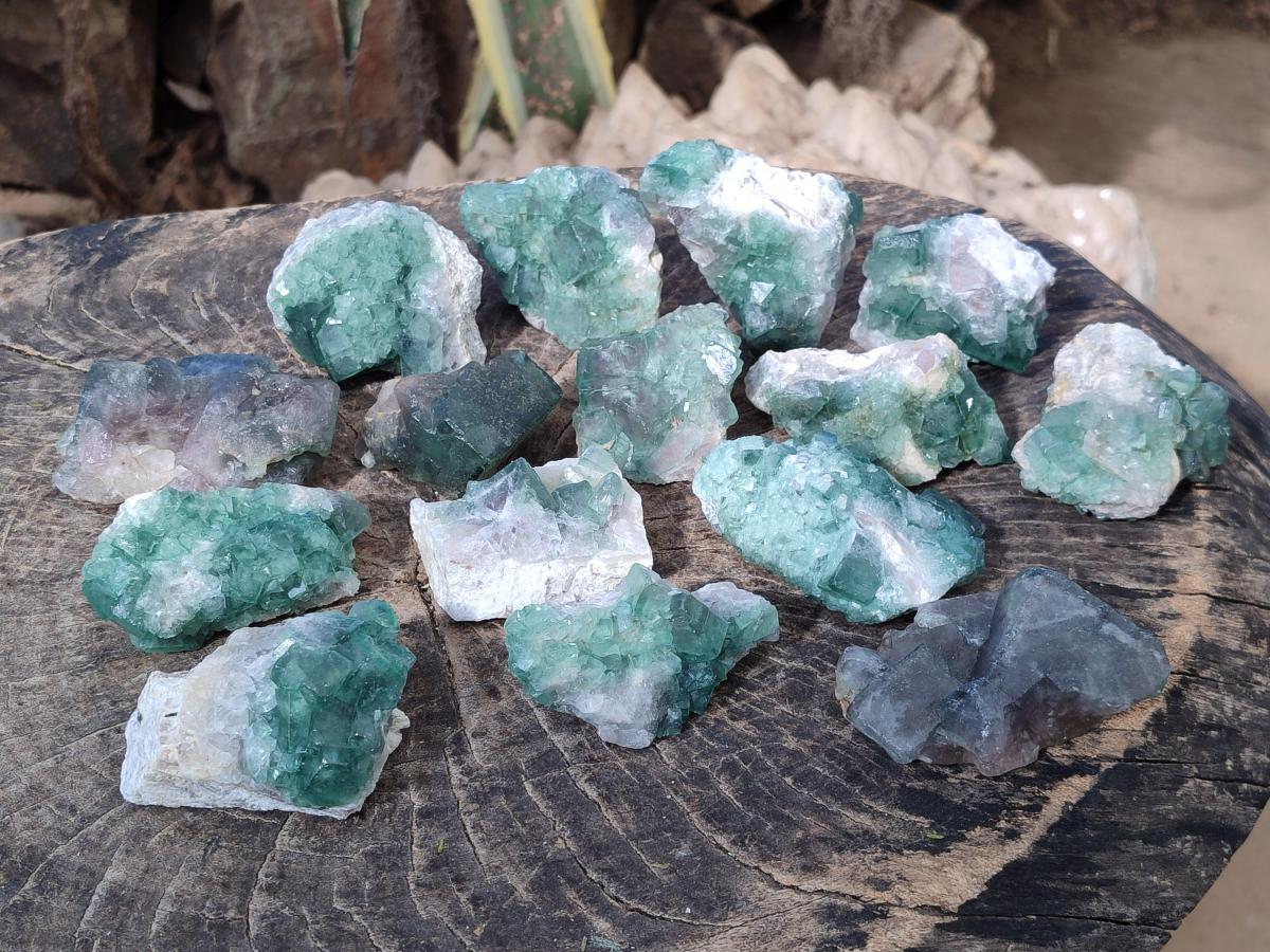 Natural Green Cubic Fluorite Specimens x 15 From Mandrosonoro, Madagascar