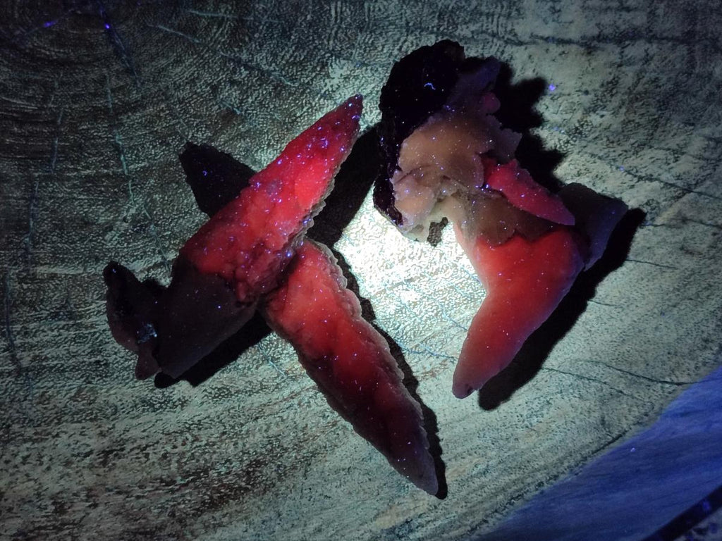 Natural Drusy Quartz Coated "Cock Spur" Calcite Crystals x 12 From Albert's Mountain, Lesotho