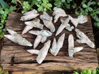 Natural Drusy Quartz Coated "Cock Spur" Calcite Crystals x 12 From Albert's Mountain, Lesotho