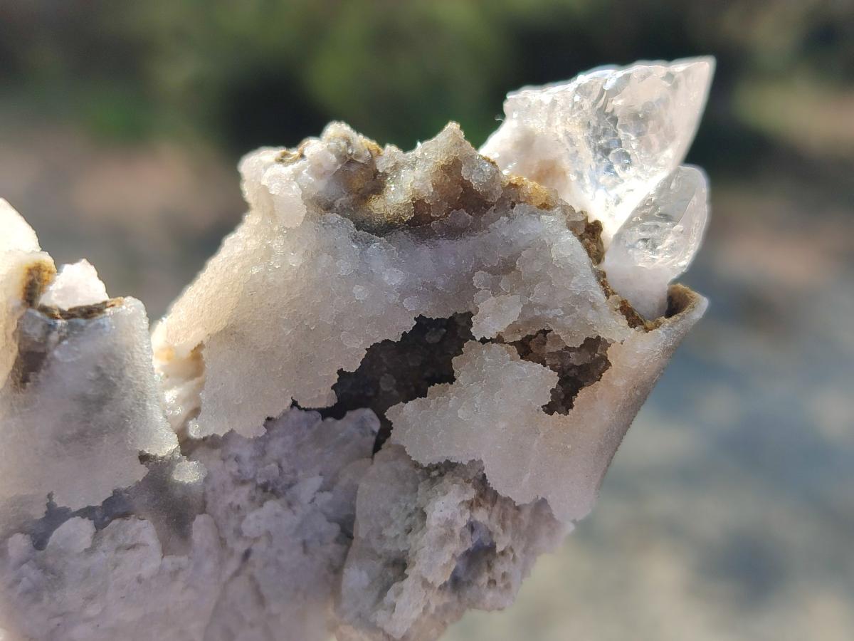 Natural Drusy Quartz Coated "Cock Spur" Calcite Crystals x 12 From Albert's Mountain, Lesotho