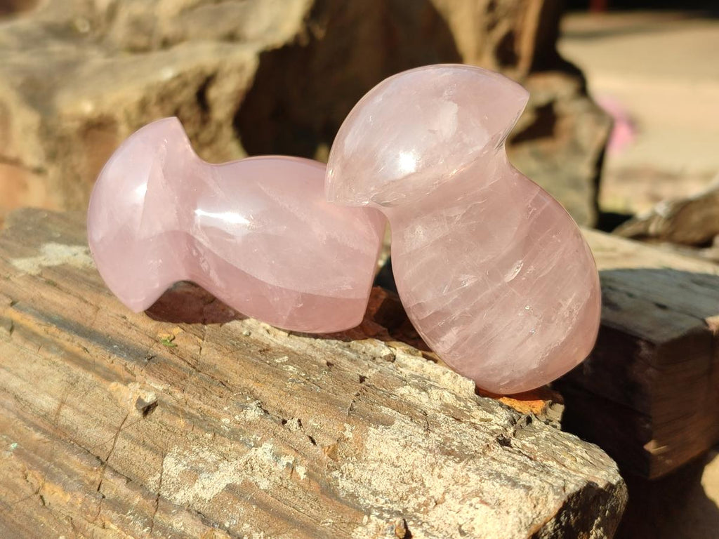Polished Gemmy Rose Quartz Mushrooms x 24 From Madagascar