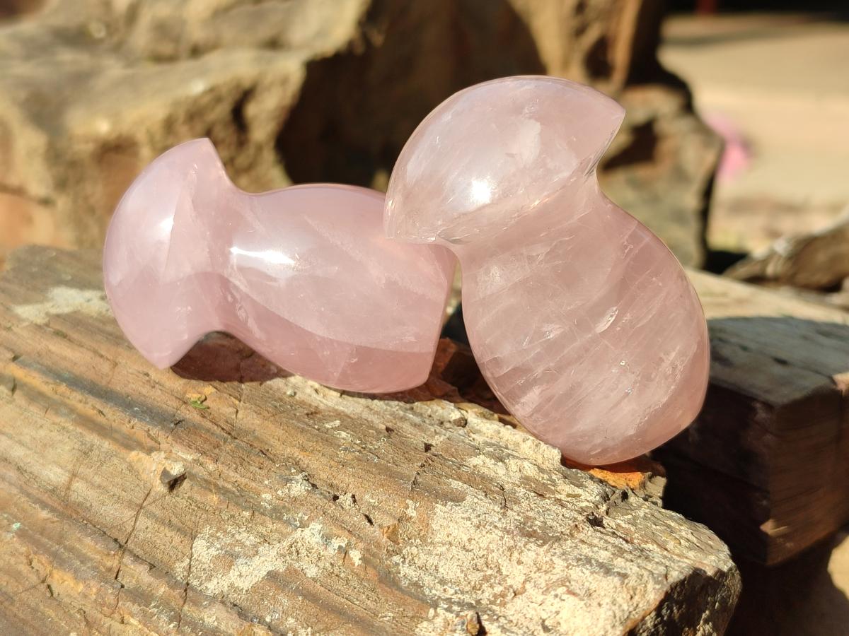 Polished Gemmy Rose Quartz Mushrooms x 24 From Madagascar