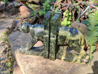 Hand Made Pair of Leopard Stone Lion Book End Carvings x 1 From Zimbabwe