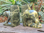 Hand Made Pair of Leopard Stone Lion Book End Carvings x 1 From Zimbabwe