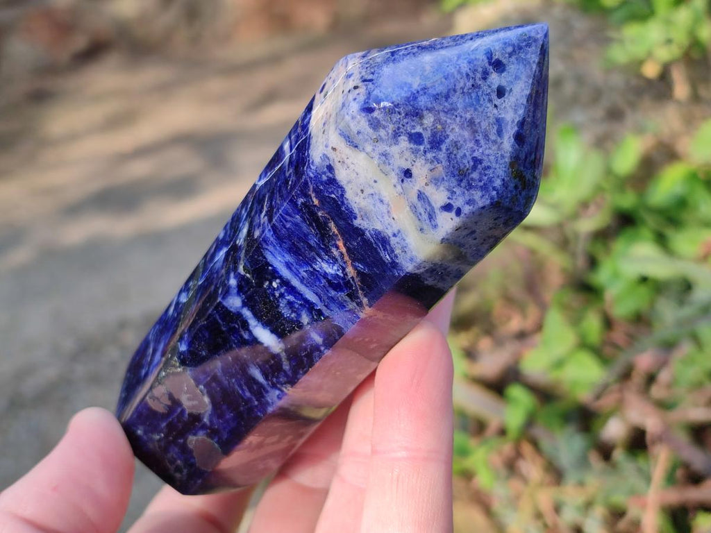 Polished Sodalite Double Terminated Crystals with Silver Hematite x 4 From Kunene River, Namibia