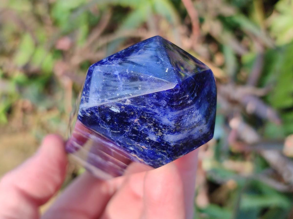 Polished Sodalite Double Terminated Crystals with Silver Hematite x 4 From Kunene River, Namibia