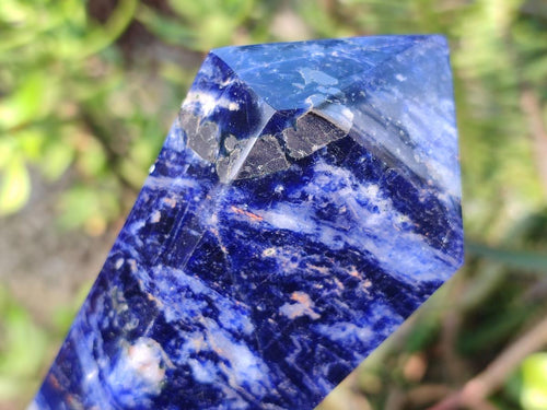 Polished Sodalite Double Terminated Crystals with Silver Hematite x 4 From Kunene River, Namibia