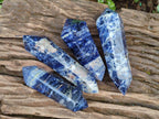 Polished Sodalite Double Terminated Crystals with Silver Hematite x 4 From Kunene River, Namibia