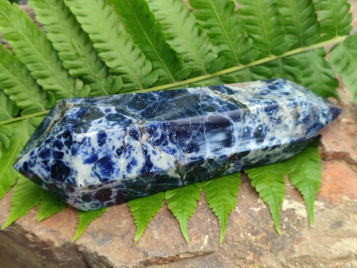 Polished Sodalite Double Terminated Crystals with Silver Hematite x 4 From Kunene River, Namibia