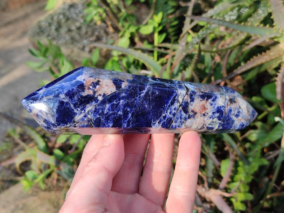 Polished Sodalite Double Terminated Crystals with Silver Hematite x 4 From Kunene River, Namibia