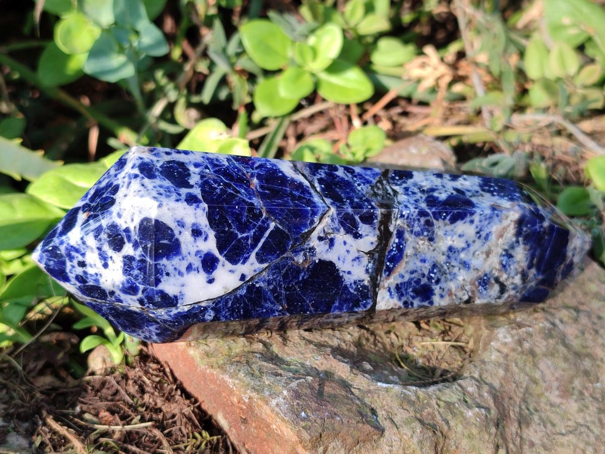 Polished Sodalite Double Terminated Crystals with Silver Hematite x 4 From Kunene River, Namibia
