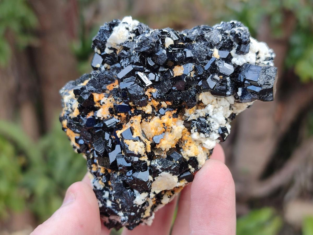 Natural Cabinet Sized Schorl Black Tourmaline Specimens with Feldspar x 3 From Erongo, Namibia