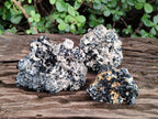 Natural Cabinet Sized Schorl Black Tourmaline Specimens with Feldspar x 3 From Erongo, Namibia