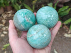 Polished Amazonite Spheres x 4 From Madagascar