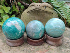Polished Amazonite Spheres x 4 From Madagascar