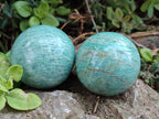 Polished Amazonite Spheres x 4 From Madagascar