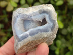 Polished One Side Blue Lace Agate Geodes x 12 From Nsanje, Malawi
