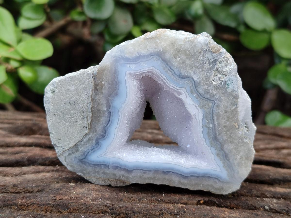 Polished One Side Blue Lace Agate Geodes x 12 From Nsanje, Malawi