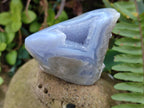 Polished One Side Blue Lace Agate Geodes x 12 From Nsanje, Malawi
