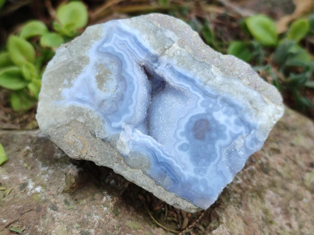 Polished One Side Blue Lace Agate Geodes x 12 From Nsanje, Malawi